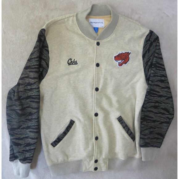 CROOKS & CASTLES Jacket Size XL Men Logo Pockets Camo Sleeves Streetwear Punk - Picture 1 of 13